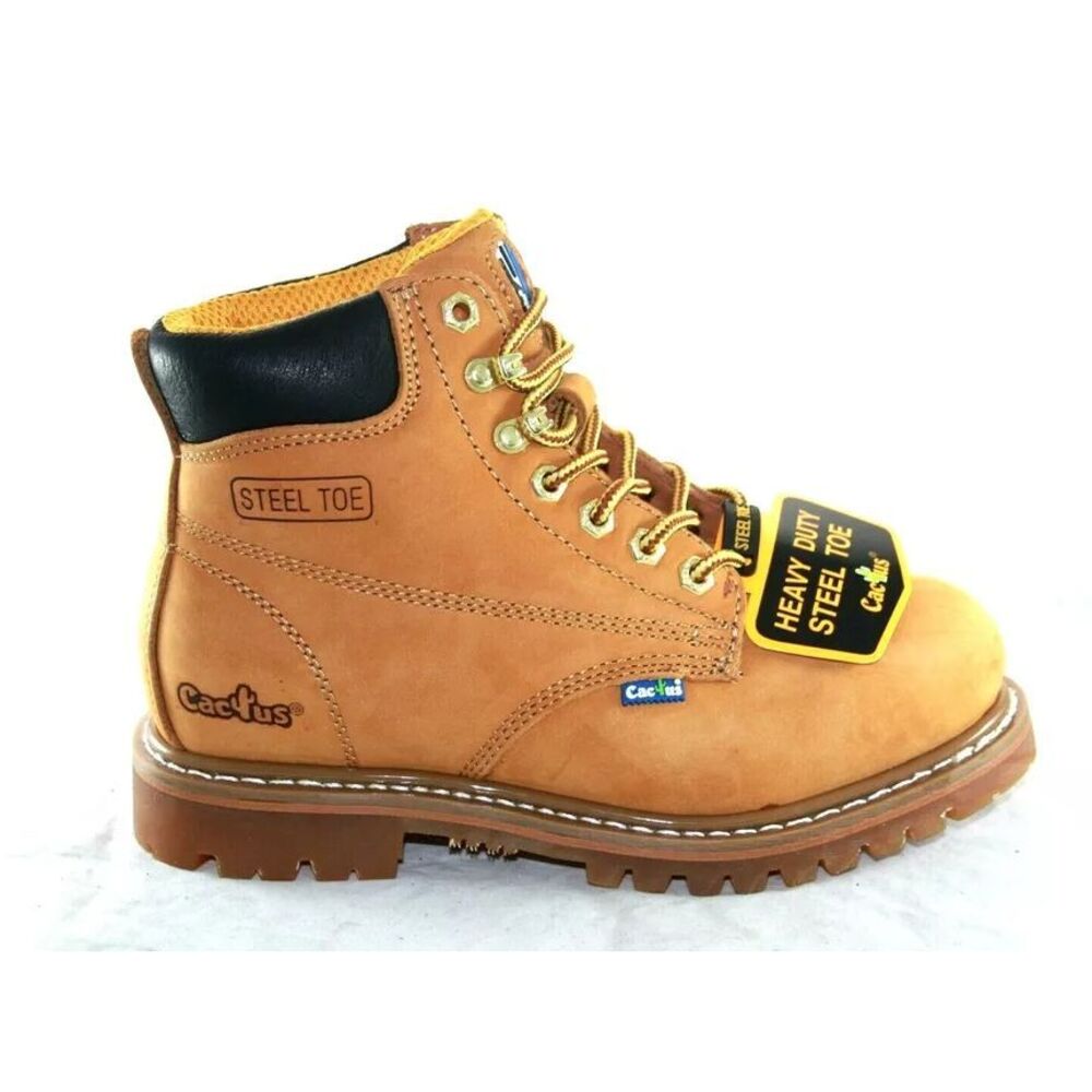 Cactus Footwear Work Boot Shoes‎ Men Size 7 1/2 Tan Steel Toe 611S